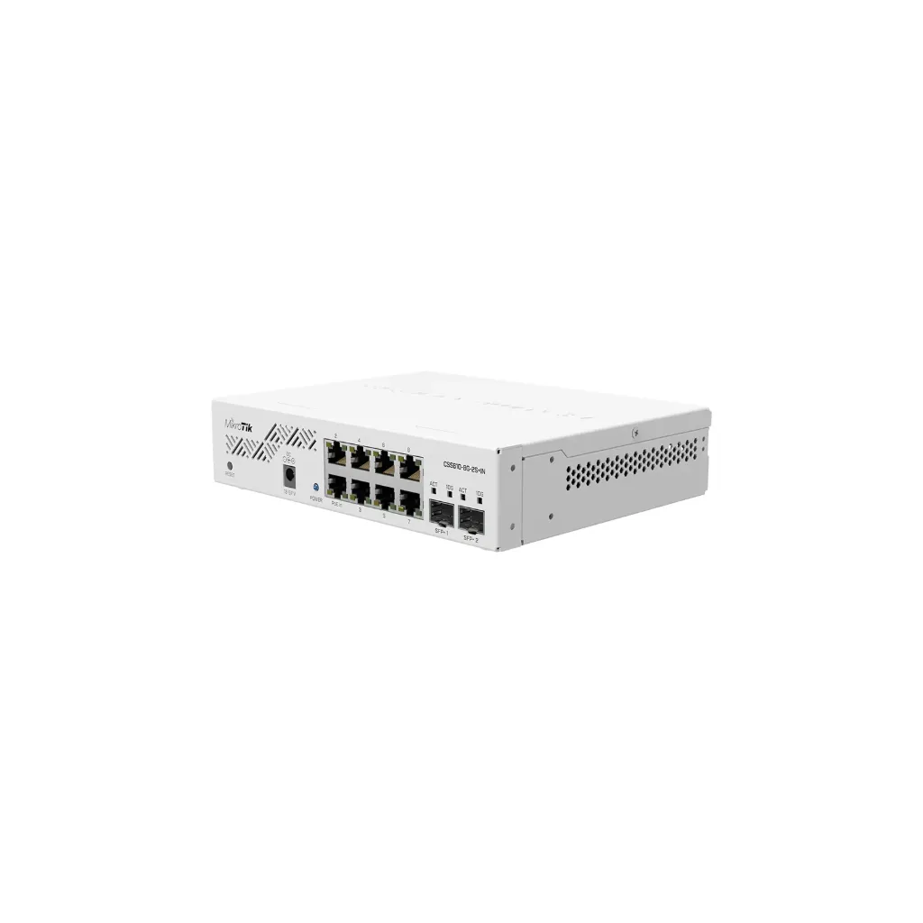 Mikrotik CSS610-8G-2S+IN Cloud Smart Switch 610-8G-2S+IN with 8 x Gigabit ports, 2 x SFP+ cages, SwOS, desktop case, PSU