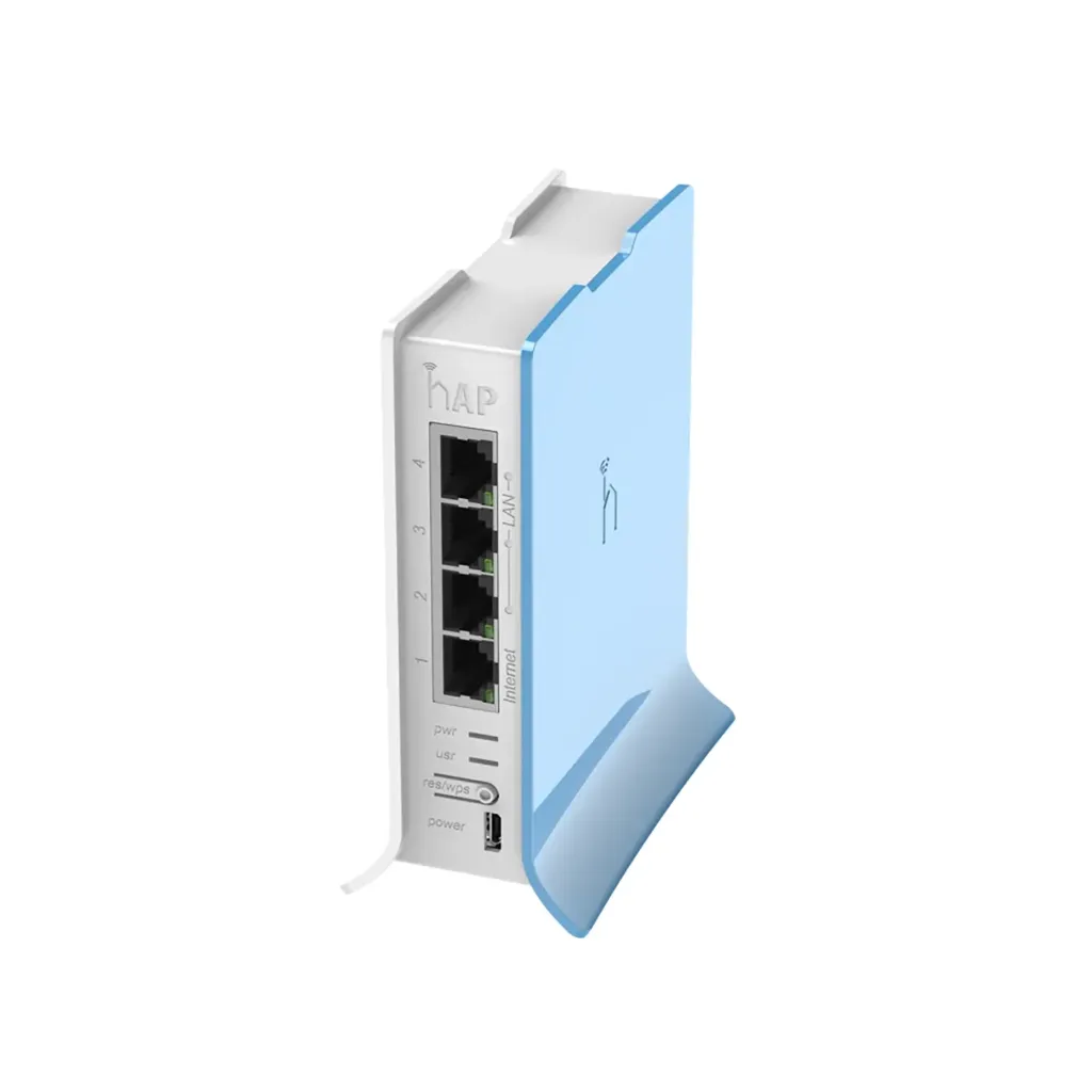 [RB941-2nD-TC] Mikrotik RB941-2nD-TC hAP lite with 650MHz CPU, 32MB RAM, 4xLAN, built-in 2.4Ghz 802.11b/g/n 2x2 two chain wireless with integrated antennas, RouterOS L4, tower case, PSU