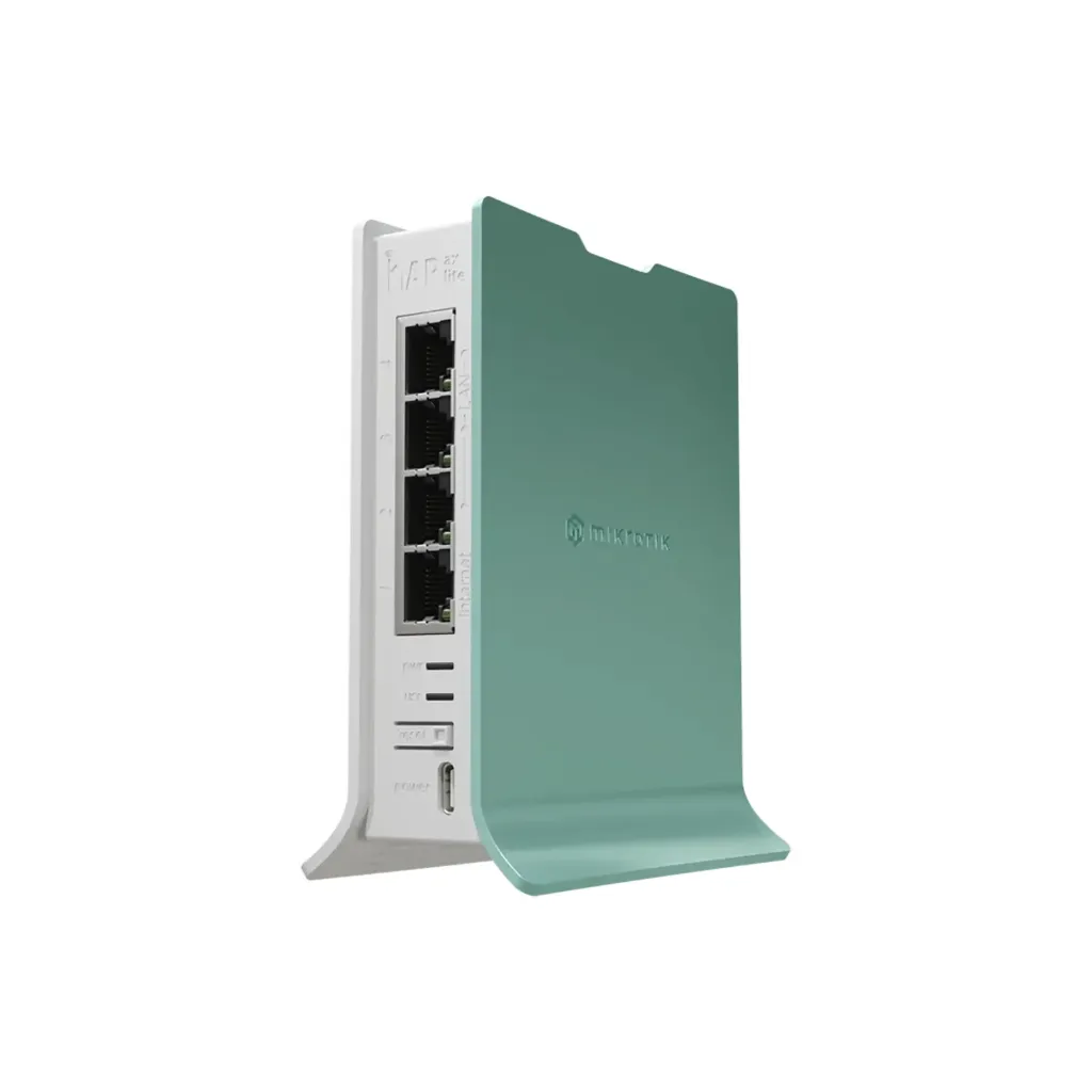 [L41G-2axD] Mikrotik L41G-2axD hAP ax lite with 800MHz CPU, 256MB RAM, 4 x Gbit LAN, 2.4 GHz 802.11b/g/n/ax two chain wireless with integrated antennas, RouterOS L4, tower case, PSU
