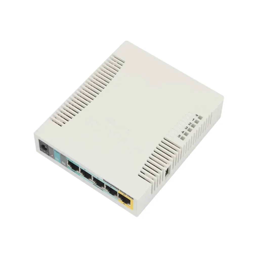 [RB951Ui-2HnD] Mikrotik RB951Ui-2HnD RouterBOARD 951Ui-2HnD with 600Mhz CPU, 128MB RAM, 5xLAN, built-in 2.4Ghz 802b/g/n 2x2 two chain wireless with integrated antennas, desktop case, PSU, RouterOS L4