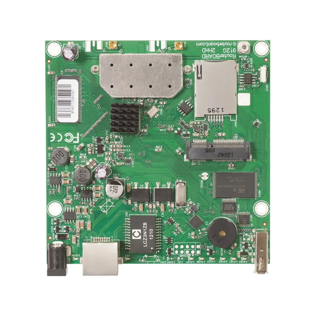 [RB912UAG-2HPnD] Mikrotik RB912UAG-2HPnD RouterBOARD 912UAG with 600Mhz Atheros CPU, 64MB RAM, 1xGigabit LAN, USB, miniPCIe, built-in 2.4Ghz 802.11b/g/n 2x2 two chain wireless, 2xMMCX connectors, RouterOS L4