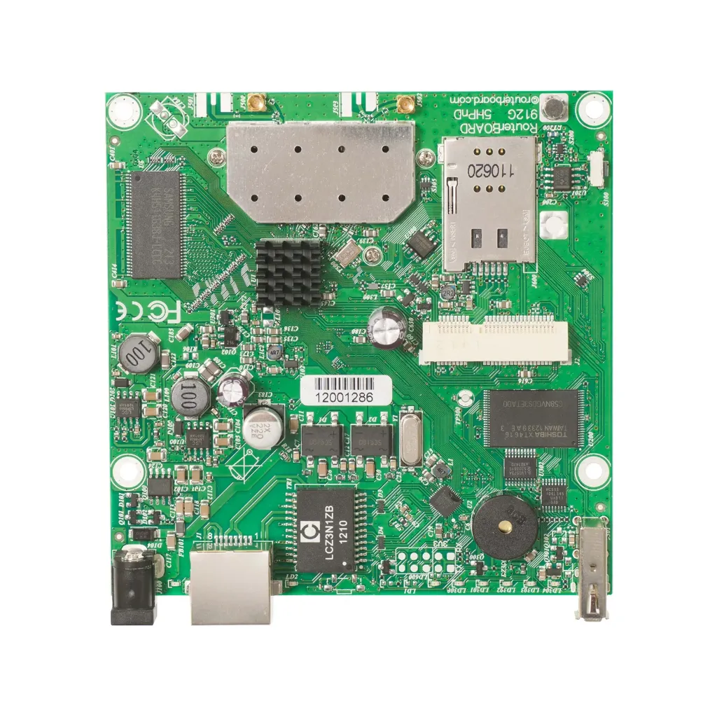 [RB912UAG-5HPnD] Mikrotik RB912UAG-5HPnD RouterBOARD 912UAG with 600Mhz Atheros CPU, 64MB RAM, 1xGigabit LAN, USB, miniPCIe, built-in 5Ghz 802.11a/n 2x2 two chain wireless, 2xMMCX connectors, RouterOS L4