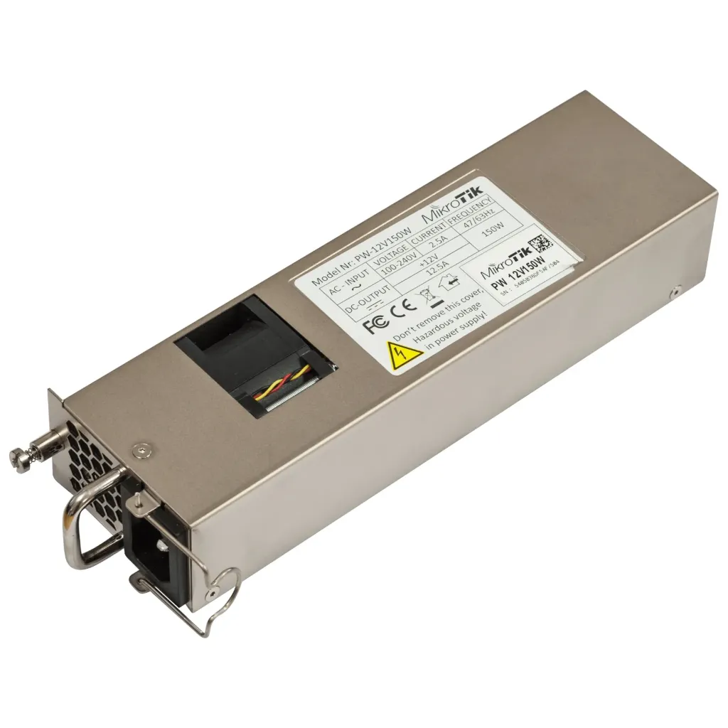 Mikrotik 12POW150 Hot Swap AC to 12Vdc 150W power supply for CCR1072-1G-8S+, CCR2216-1G-12XS-2XQ, CRS518-16XS-2XQ-RM