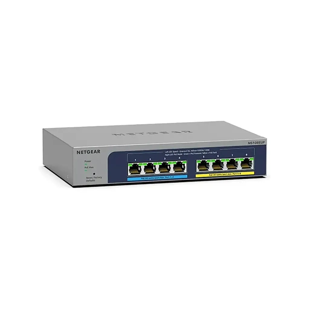 Netgear MS108EUP-100EUS   8PT Multi-Gig(2.5G) Ultra60 PoE++ (230W) Unmg. Plus Switch