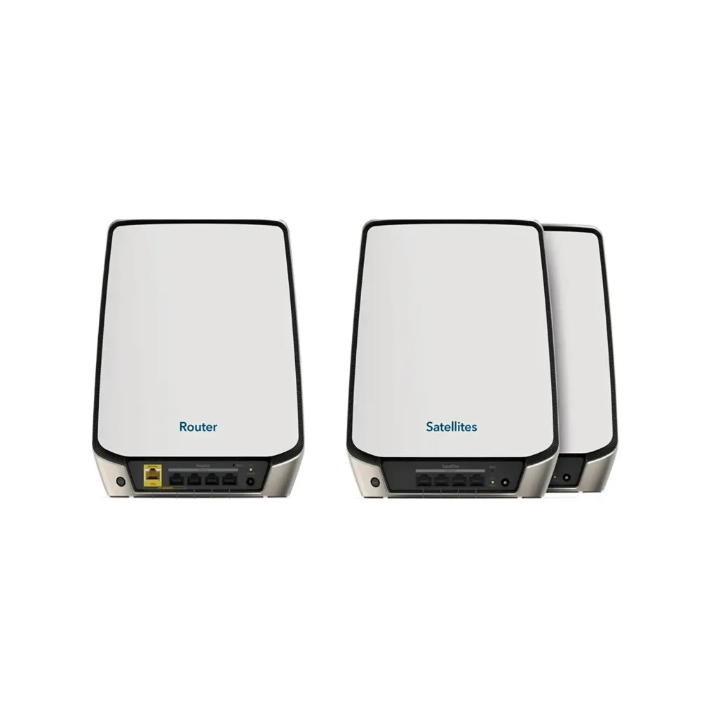 [RBK863S-100EUS] Netgear RBK863S-100EUS  / Orbi 860 Series RBK863S Tri-Band Wi-Fi 6 Mesh System with three nodes for large homes and high speed. Wi-Fi 6, Tri-band AX6000 (6 Gbps), 1x 10G WAN, coverage 8000 sq.ft., up to 100 devices, 3-pack.