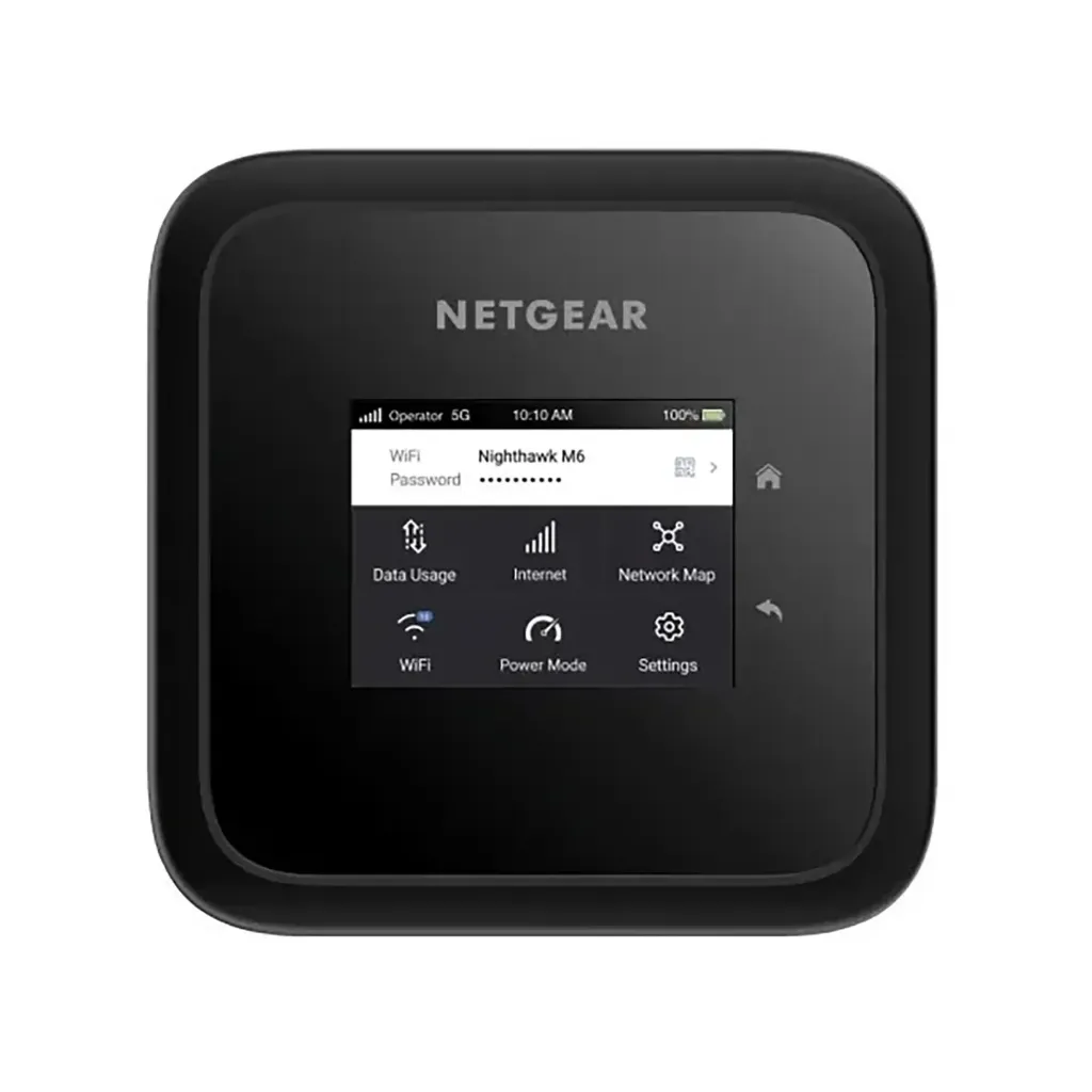 Netgear MR6150-100EUS / Nighthawk M6 Pro 5G Mobile Hotspot for high-speed connectivity on the go. 5G/4G LTE Cat 20, Wi-Fi 6 AX3600 (3.6 Gbps), up to 32 devices, 13h battery, eSIM.