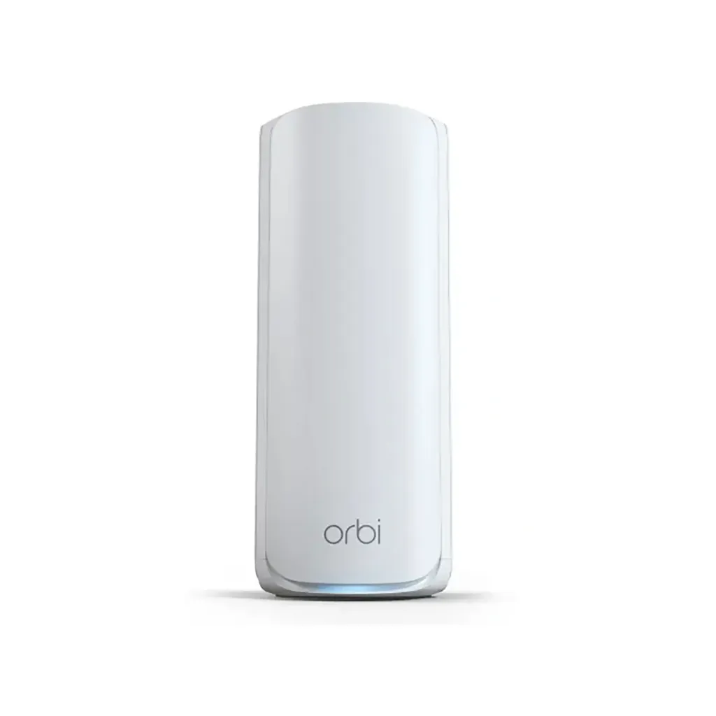 Netgear RBE770-100EUS / Orbi 770 Series RBE770 Tri-Band Wi-Fi 7 Mesh System satellite for extending coverage area. Wi-Fi 7, Tri-band BE11000 (11 Gbps), 2x 2.5G LAN, coverage 2750 sq.ft., satellite.