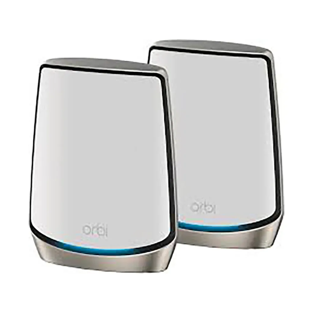 [RBK862S-100EUS] Netgear RBK862S-100EUS / Orbi 860 Series RBK862S Tri-Band Wi-Fi 6 Mesh System with two nodes for medium-sized homes. Wi-Fi 6, Tri-band AX6000 (6 Gbps), 1x 10G WAN, coverage 5404 sq.ft., up to 100 devices, 2-pack.